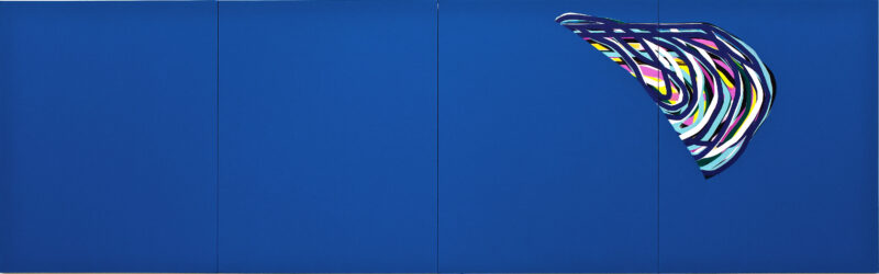 Soo Kyoung Lee, « Bleu Quadra », 2012, Acrylique sur toile, Polyptyque,162×520cm