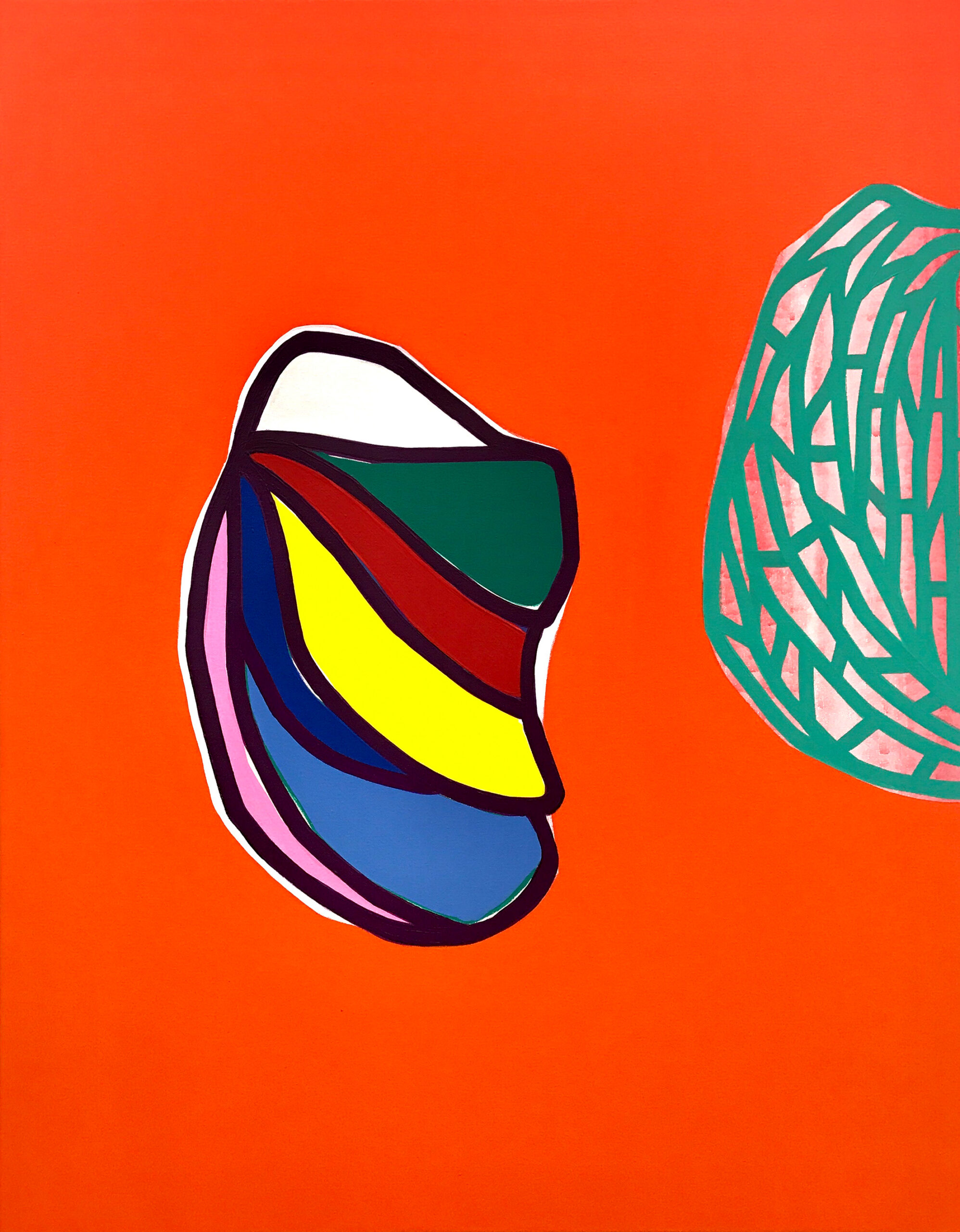 Soo Kyoung Lee, « M Orange », 2019, Acrylique sur toile, 80×70cm.
