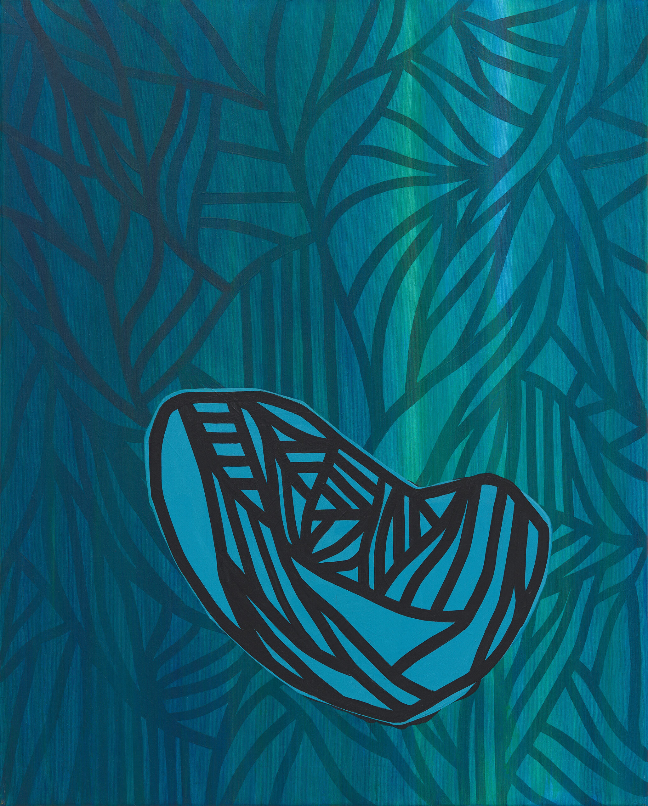 Soo Kyoung Lee, « P Bleu R », 2019, Acrylique sur toile, 100×80cm.