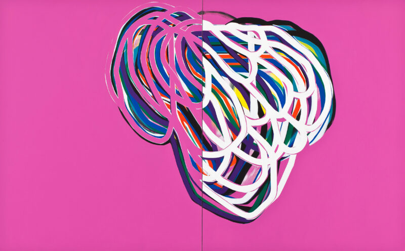 Soo Kyoung Lee, « Rose diptyque », 2012, Acrylique sur toile, 162×260cm