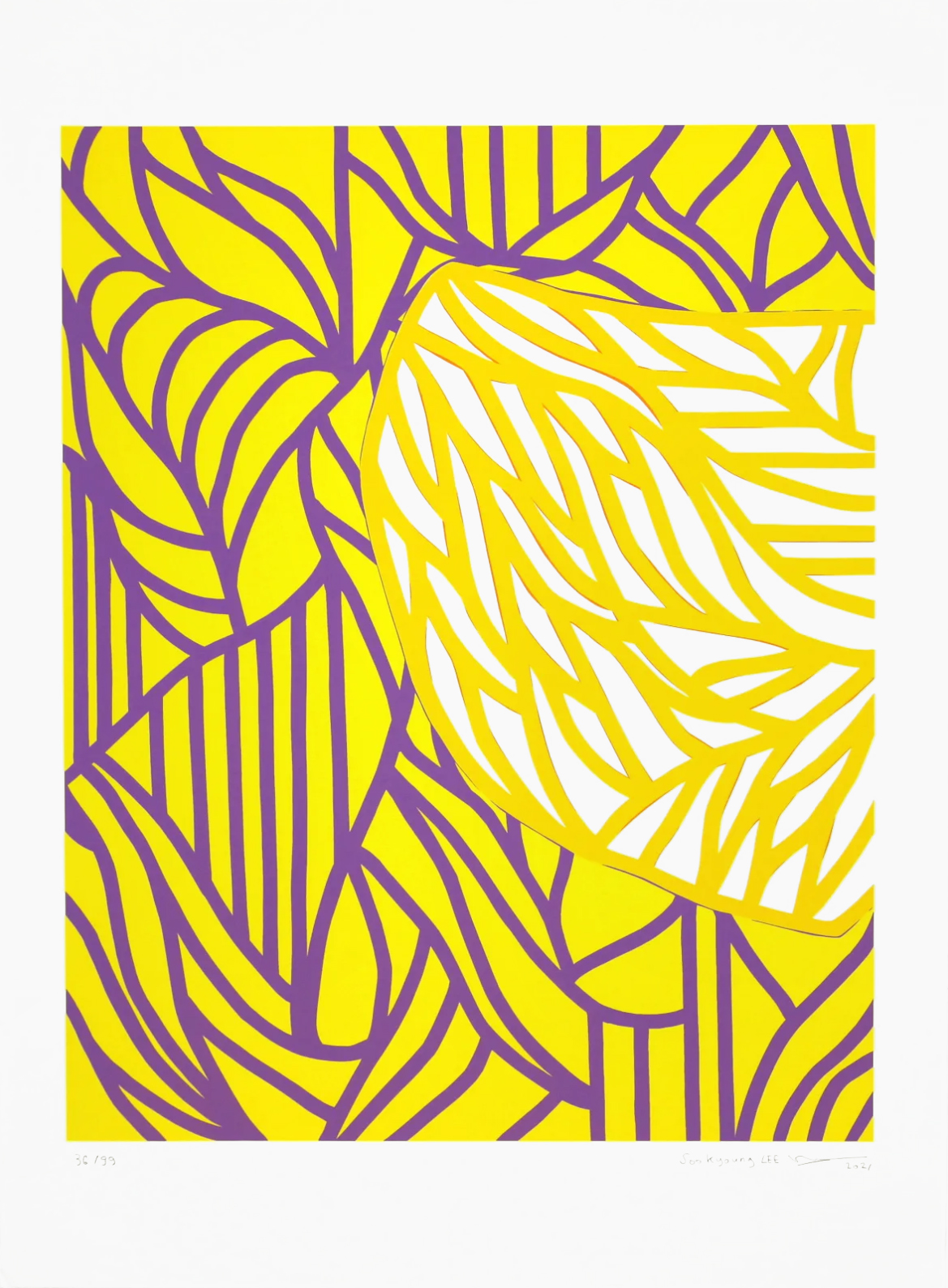 Soo Kyoung Lee, « Sans titre (jaune) », 2021, Sérigraphie sur papier, 95.5×70cm.