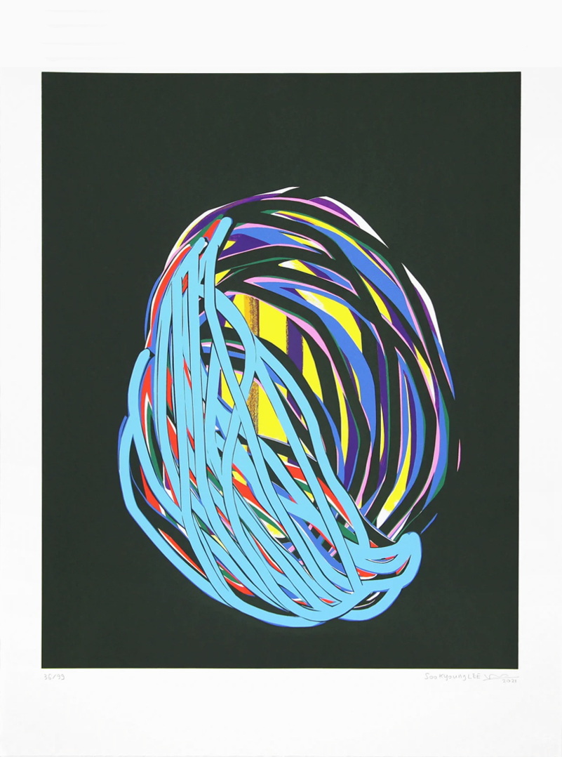 Soo Kyoung Lee, « Sans titre (vert) », 2021, Sérigraphie sur papier, 95.5×70cm.