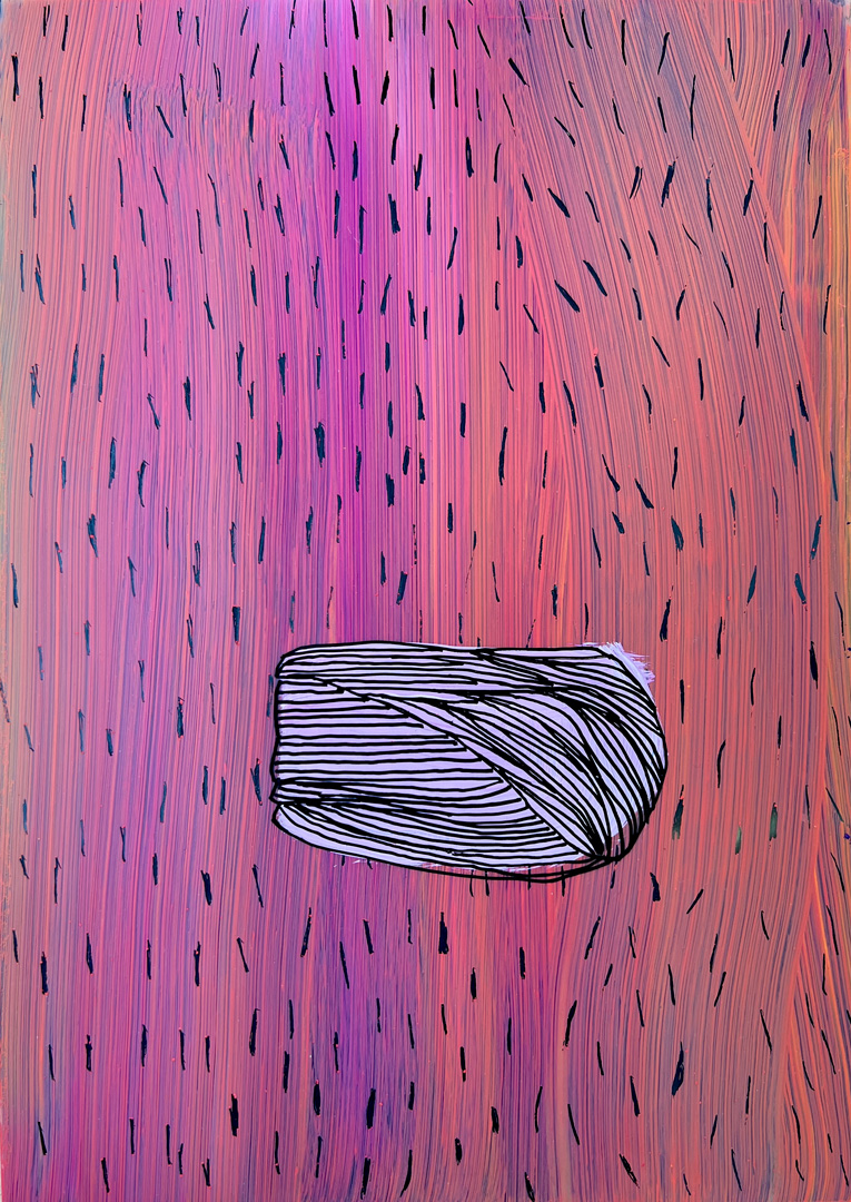 Soo Kyoung Lee, « Ba24 DR9 », 2024, Encre et Acrylique sur Rhodoïd et papier, 29,7×21cm.
