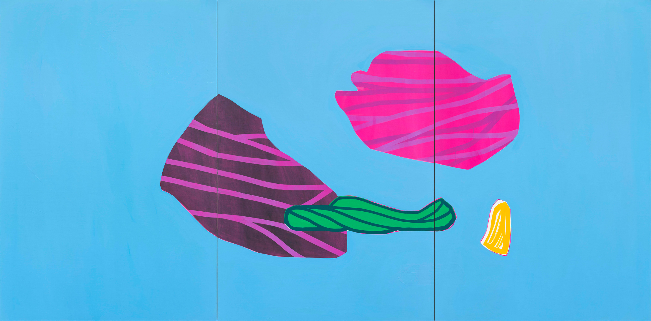 Soo Kyoung Lee, « S24 Tri Bleu », 2024, Acrylique sur toile, 194×390cm.